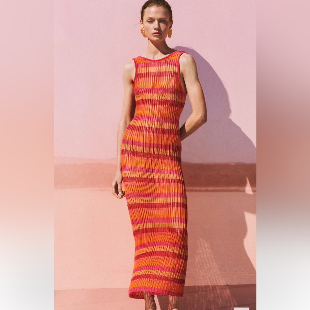 Striped Multicolor Knit Maxi Skirt